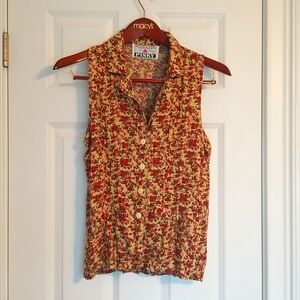 Vintage 80s Floral Vest, Pinky, Large